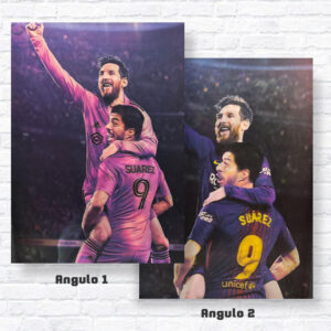 Poster 3D diseño de Suarez y Messi Barca y Inter de Miami