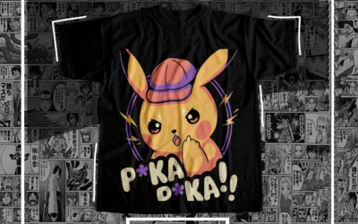 Remera Sublimada Anime – Pokémon Pikachu Negra