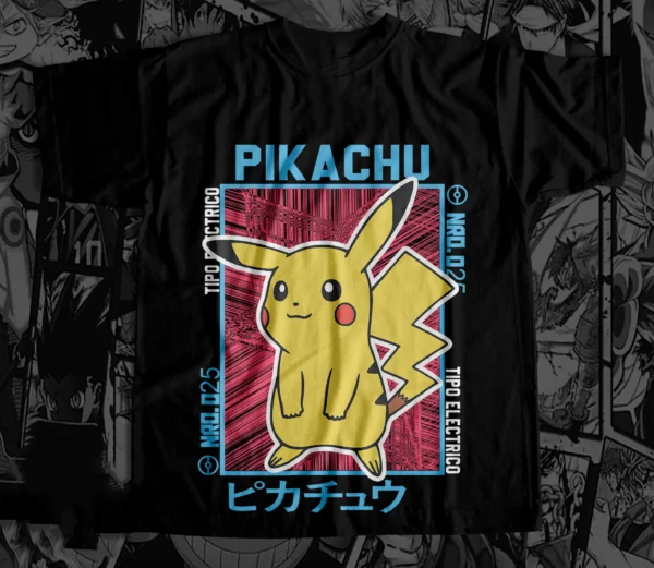 Remera Sublimada Anime - Pokémon Pikachu Negra - Image 2